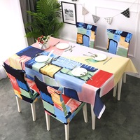 Nouvelle nappe de table moderne à motifs imprimés avec housse de chaise, imperméable et résistante à l'huile, pour salle à manger