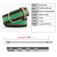 Ceinture élastique tressée en toile tricotée décontractée pour hommes et femmes, motif rayé, pour jeans, golf, logo personnalisé