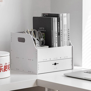 Boîte de rangement de bureau rectangulaire à 2 niveaux, organisateur de bureau minimaliste, porte-documents en plastique PP, type sur pied - Product Image 1