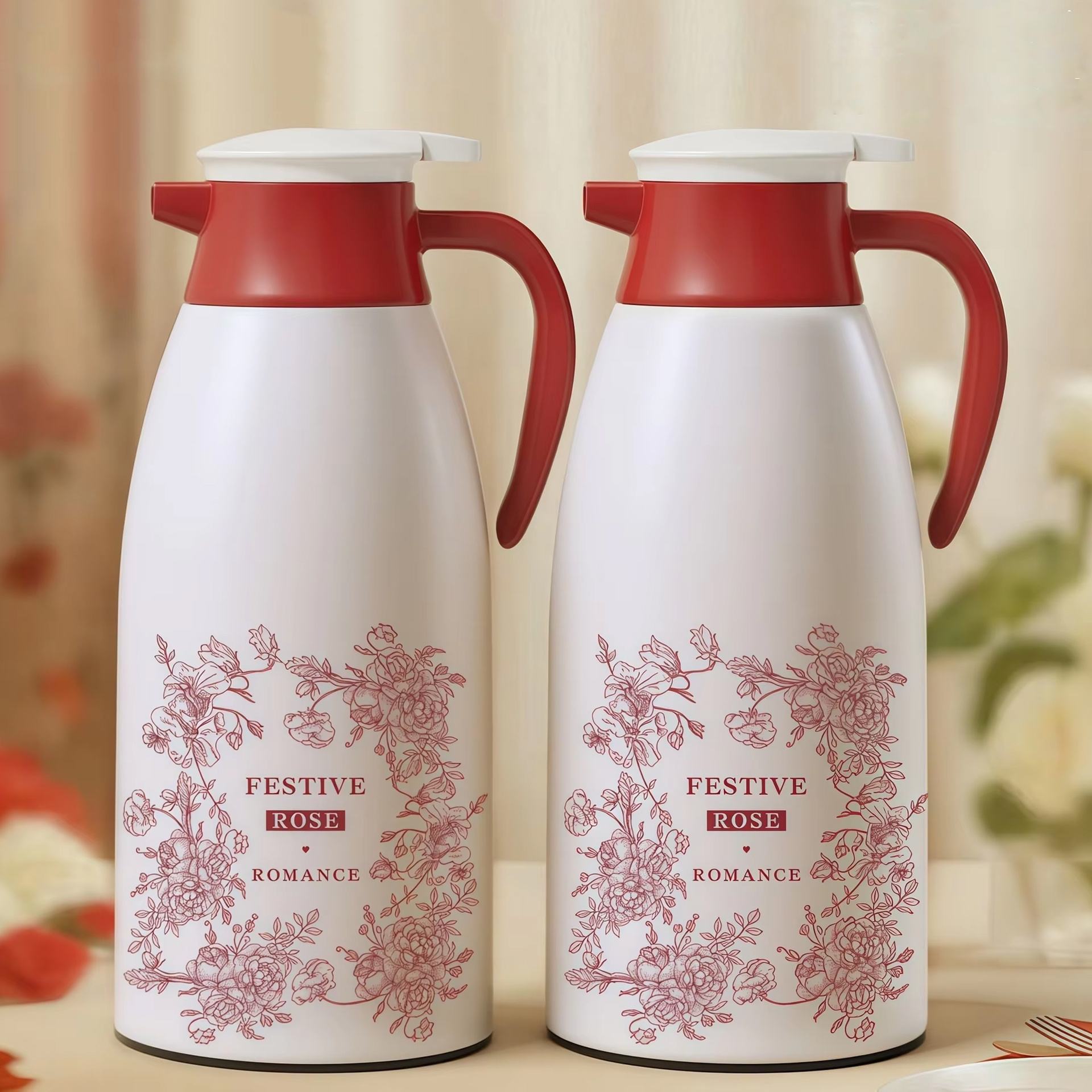 1.9L Double Walled Vacuum Insulated Glass Liner BPA Free Thermal Carafe with 24-36 Hours Thermal Retention Hot Water Thermos