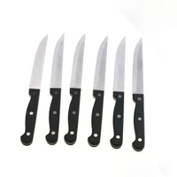 Ensemble de 6 couteaux à steak dentelés en acier inoxydable avec manche en PP pour couper la viande, cuisine à domicile, restaurant, salle à manger