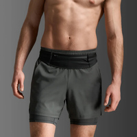 Shorts de course vintage en maille respirante sans doublure, vert néon et noir, entrejambe de 5 pouces, dos en V, idéal pour la gym
