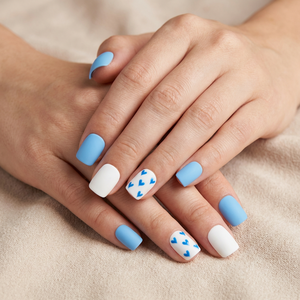 <span class=keywords><strong>Uñas</strong></span> postizas con <span class=keywords><strong>estampado</strong></span> <span class=keywords><strong>de</strong></span> <span class=keywords><strong>vaca</strong></span> y corazón azul y blanco, <span class=keywords><strong>uñas</strong></span> cuadradas cortas reutilizables, 24 piezas - Product Image 2