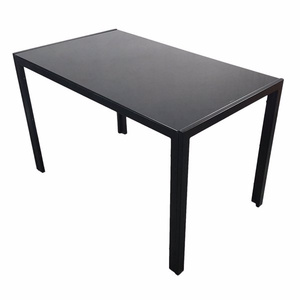 Mesa de cena negra simple DB ensamblada con vidrio templado y solución de comedor elegante de hierro - Product Image 2