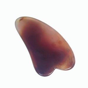 Planche Guasha en pierre d'agate rouge en forme de V, outil de grattage multi-usages pour les soins quotidiens du visage et du corps - Product Image 4