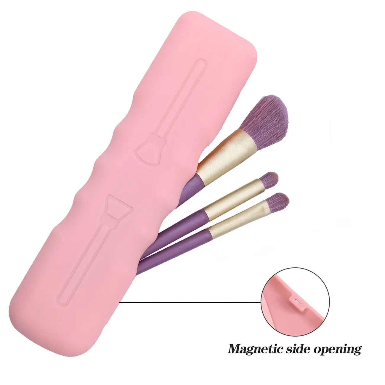 WaterProof Makeup Brush Travel Holder Silicone Toiletry Makeup Kit Pouch Makeup Brush Case with Magnetic Snaps