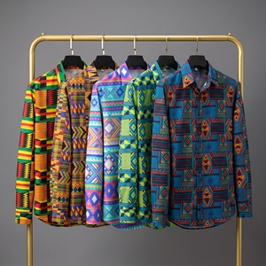 <span class=keywords><strong>Chemise</strong></span> Dashiki ethnique pour <span class=keywords><strong>homme</strong></span> à manches longues, motif géométrique imprimé Kente africain traditionnel, respirante, infroissable et à séchage rapide - Product Image 3