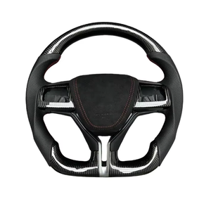 Volante de Fibra de Carbono Personalizado para <span class=keywords><strong>Maserati</strong></span> Ghibli, Volante de Carreras con Base Plana, Costuras de Cuero Personalizadas OEM - Product Image 1