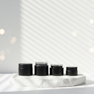 Refillable Matte Black <b>Glass</b> Cosmetic & Perfume <b>Jars</b> 5g-100g with Custom Logo and Black <b>Lid</b> - Product Image 6