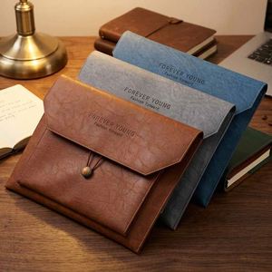 PU Leather <b>A4</b> Durable Modern <b>Folder</b> Document Bag for Promotional Gifts Embossed Design Business Exam Use HR Brand Guangdong Made - Product Image 2