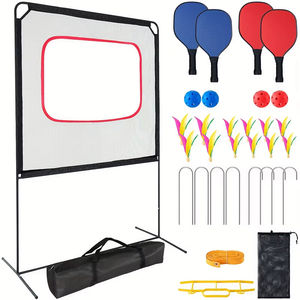 Juego Multifuncional para Exteriores, Combo de Pickleball y Bádminton para 4 Jugadores, Incluye Red, Palas, Pelotas y Bolsa para la Familia - Product Image 1