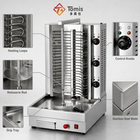 Machine à shawarma et kebab à gaz et électrique haute performance à 6 brûleurs, en acier inoxydable, avec rôtissoire verticale