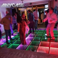 Dalles de sol LED magnétiques 3D avec télécommande, miroir lumineux pour événements, mariages en extérieur, scènes de danse, fournitures de fête