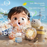 Machine à bulles caméra dessin animé : Jouet portable entièrement automatique multi-trous lumineux pour camping en extérieur