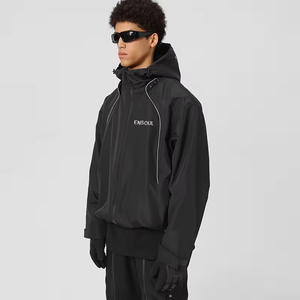 Abrigo de gimnasio funcional al aire libre con capucha de alta calidad personalizado para hombre chaqueta de chándal cortavientos con cremallera completa - Product Image 2