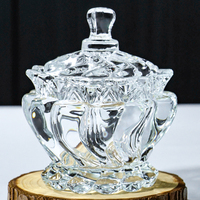 Mini yurt en verre en gros avec couvercle, boîte de rangement pour bonbons, coton, décorations d'intérieur, condiments, pot en verre transparent, pot à bonbons