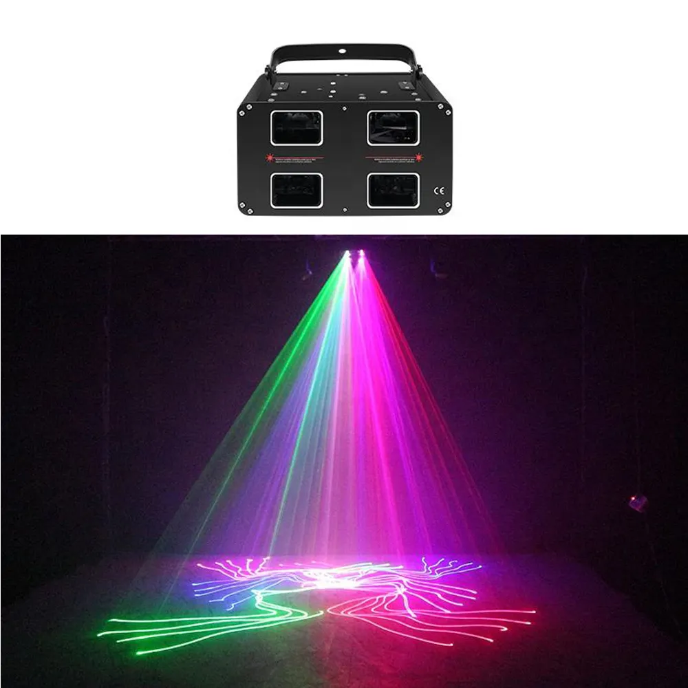 2022 Hot New Double Layer 4 Eyes Lazer Rgb Y 4 Colors Dj Club Light Four Heads Ktv Strobe Light Led Disco Laser Stage Lights