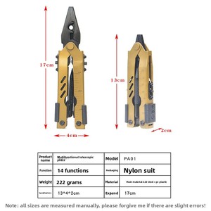 คีมพับอเนกประสงค์สแตนเลส พร้อมสวิตช์เลื่อน รองรับ OEM <span class=keywords><strong>ราคา</strong></span>โรงงาน มีทั้งแบบเมตริก มีด ไขควง - Product Image 3