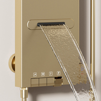 Ensemble complet de douche multifonctionnel en or brossé gris pistolet avec mitigeur Colonne de douche cascade Panneau de douche à LED
