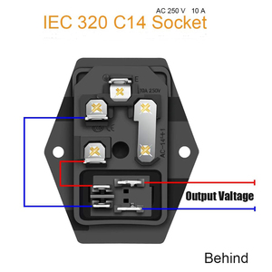 Adaptador de enchufe de montaje en <span class=keywords><strong>Panel</strong></span> IEC 320 C14 Toma de corriente Montaje de tornillo negro Botón rojo AC 250V 10A Toma de corriente de entrada de 3 pines - Product Image 2