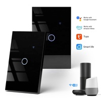 Tuya Wifi saklar lampu pintar, otomatisasi rumah pintar Panel kaca standar US mendukung kontrol 2 arah bekerja dengan Alexa Google rumah