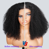 Peluca de Cabello Humano Virgen Brasileño con Frente de Encaje Transparente 5x5 13x4, Estilo Bob Rizado Súper Doble, al por Mayor