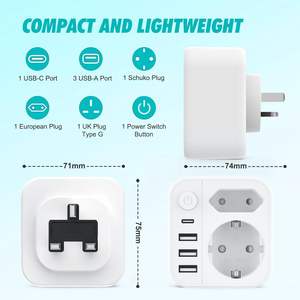 Универсальный переходник для путешествий (ЕС-Великобритания/США/Австралия/Япония) с несколькими розетками и функцией переключения - Product Image 1