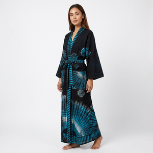 Women's Cotton Tie Dye Kimono Lounge Wear Plus Size Long Robe Sleepwear for Summer Vacation Wholesale and Low Price - Product Image 1