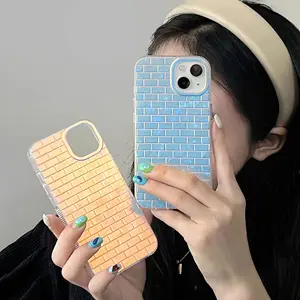 New 3D Laser Đầy Màu Sắc Gạch Mô Hình Điện Thoại Trường Hợp Đối Với iPhone 14 Cộng Với 13 12 11 Pro Max Vỏ Sáng Tạo Bao Gồm Tất Cả Chống-Mùa Thu Bìa