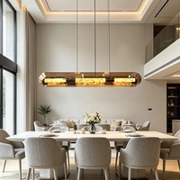 Luminaire suspendu moderne de luxe pour îlot de cuisine, long lustre décoratif pour hôtel et restaurant, en cuivre, imitation marbre et verre