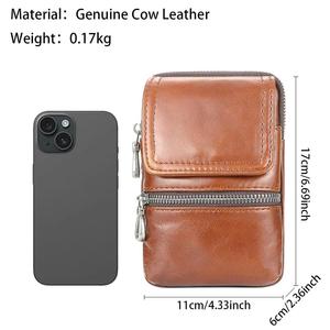 AndoBag Sacs de voyage rétro en cuir véritable avec fermeture éclair, sacs de ceinture pour hommes, portefeuille pour homme, sac à bandoulière pour téléphone portable 1714 - Product Image 3