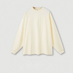 T-shirt unisexe à col rond pour homme W0186, 425GSM, lourd, basique, grande taille, automne-hiver, couleur unie, coton, manches longues, coupe ample - Product Image 6