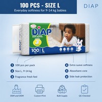 Lot de couches pour bébé DIAP, 100 pièces, taille L, douces, respirantes, parfumées, OEM ODM, marque privée, fournisseur en gros