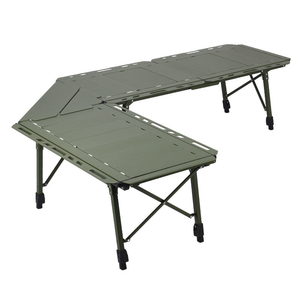 Portable Aluminum <strong>Camping</strong> <strong>Table</strong> Folding Outdoor <strong>Kitchen</strong> <strong>Table</strong> with Grill Insert Adjustable Height Picnic <strong>Table</strong> - Product Image 5
