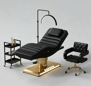 Table de massage électrique de luxe à levage monoposte pour soins esthétiques, spa, cosmétiques, visage, salon de beauté et extensions de cils - Product Image 1