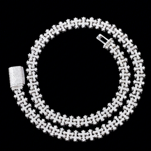 Hiphop Jewelry <b>Cross</b> Necklace 12mm Moissanite Diamond <b>Chain</b> S925 Sterling Silver Cuban Link <b>Chain</b> for <b>Men</b> Women - Product Image 1