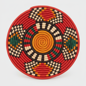 แผ่นผนังหญ้าแสงจันทร์ตกแต่งงานฝีมือที่มีลวดลายลายตารางหมากรุกสีแดงและสีเหลืองสดใสมีจำหน่ายที่ขายส่ง - Product Image 1