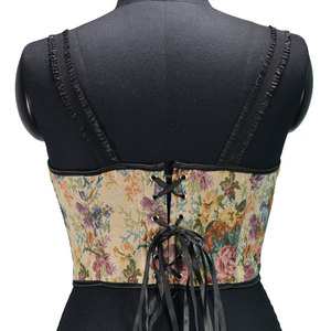 Luxury Jacquard Floral Corset <b>Top</b> Women <b>Butterfly</b> Print Vintage Bustier Vest Scalloped Hem Fairycore Aesthetic Lace up Bodice - Product Image 4