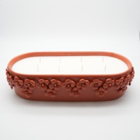 Pot en céramique rouge brique en forme de pétale, long et allongé, pour bougie en cire de soja, contenants en verre recyclables, luxueux pour la décoration de fêtes et de la maison
