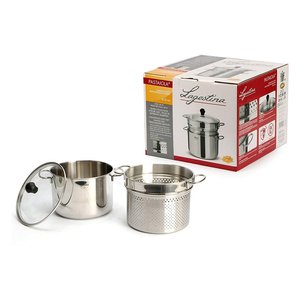 Lagostina Pasta <b>Cooker</b> 5L Stainless Steel With Glass Lid Steamer Pot - Product Image 2