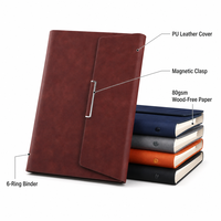 Carnet à spirales en cuir PU A5/B5 pour entreprise, logo personnalisé OEM, reliure à 6 anneaux, 80 g/m², 200 pages, 100 feuilles, cadeau