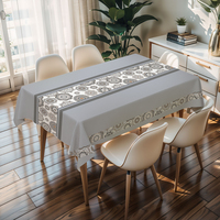 Nappe carrée imperméable en PVC style naturel RNPT Cream Flowers pour cuisine, table basse et fêtes