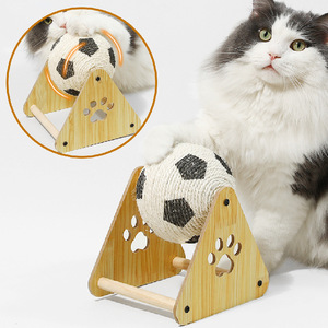 Hiphoppet dayanıklı kedi tırmalama panosu oyuncak el-sarılmış Sisal halat kedi tırmalama sütunu top çerçeve çizilmeye dayanıklı kedi Scratcher - Product Image 1