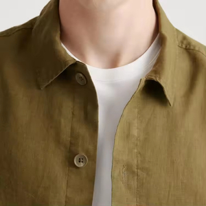 <span class=keywords><strong>Giacca</strong></span> camicia di <span class=keywords><strong>lino</strong></span> 100% personalizzata per gli uomini manica lunga camicia da <span class=keywords><strong>uomo</strong></span> estate comoda camicetta intrecciata camicetta - Product Image 3