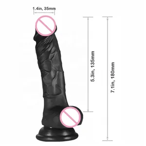 High quality 7 inches long big huge men dick sex toy women super black realistic dildo penis