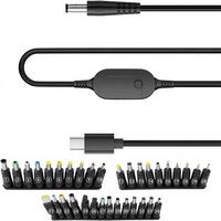 Adaptateur USB-C vers DC, câble d'alimentation de 1 m avec déclencheur et 34 embouts de connecteur DC, sortie de tension réglable, affichage numérique, charge rapide 3.1