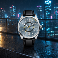 Montre à quartz multifonctionnelle pour homme avec boîtier en acier inoxydable et bracelet en cuir véritable, idéale pour un usage quotidien et décontracté
