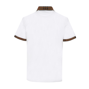 <strong>White</strong> <strong>Polo</strong> Men's <strong>Top</strong>, Short Sleeve, Minimalist Style, Striped Trim, Factory Production, Customizable - Product Image 2
