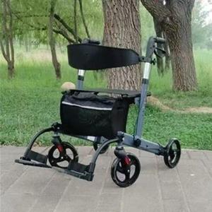 <b>Walker</b> Rollator Four Wheel Sit And <b>Push</b> Folding Mobility Aid For Elderly Outdoor Use - Product Image 5