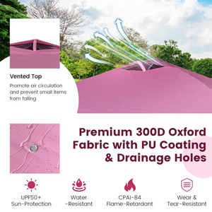 Tente de camping en acier 10x10 avec couverture en PVC rose pour 6 à 8 personnes, sac de transport inclus, pour événements professionnels et camping en plein air - Product Image 5